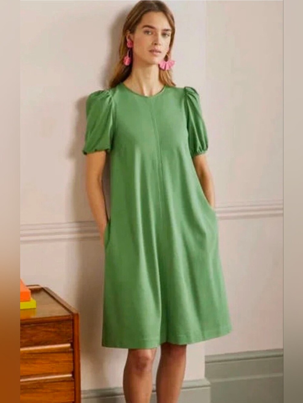 Boden Ponte Green Shift Dress Size 6